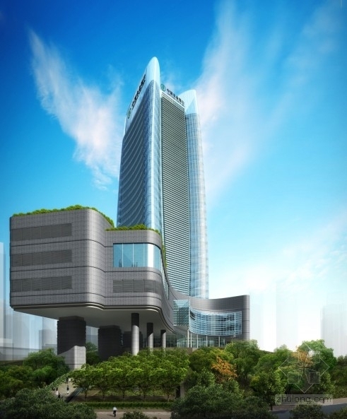 [重庆]某148米超高层企业办公楼建筑施工图（含效果图）-效果图