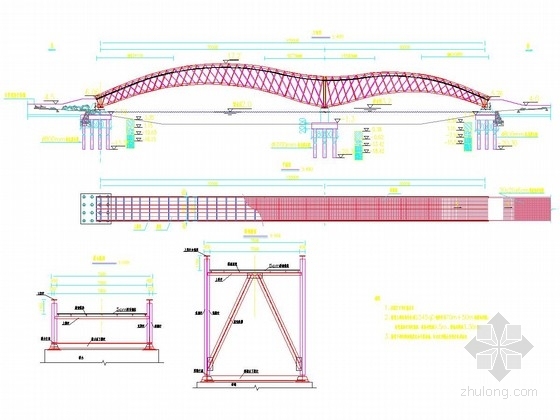 箱形拱桥设计图纸资料下载-[山东]桥长120m钢桁架结构海鸥形拱桥设计图纸55张