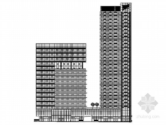 商务大厦效果图资料下载-某三十层商务大厦建筑施工图（99.9米）