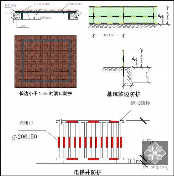 [河南]框架结构及钢结构体育馆工程优秀施工组织设计（260余页 附图）-电梯井防护