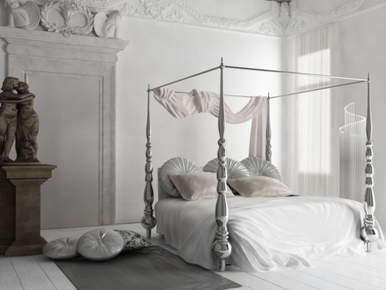 欧式白色舒适床3D模型下载-欧式白色舒适床