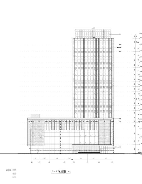 建筑色彩立面资料下载-[重庆]高层知名玻璃幕墙酒店建筑立面设计施工图（含效果图）