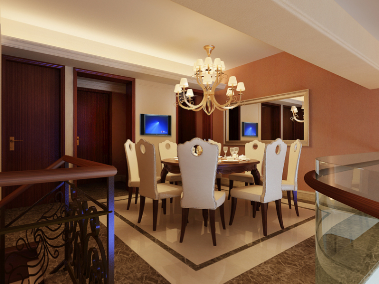 大气舒适客餐厅3D模型下载-大气舒适客餐厅