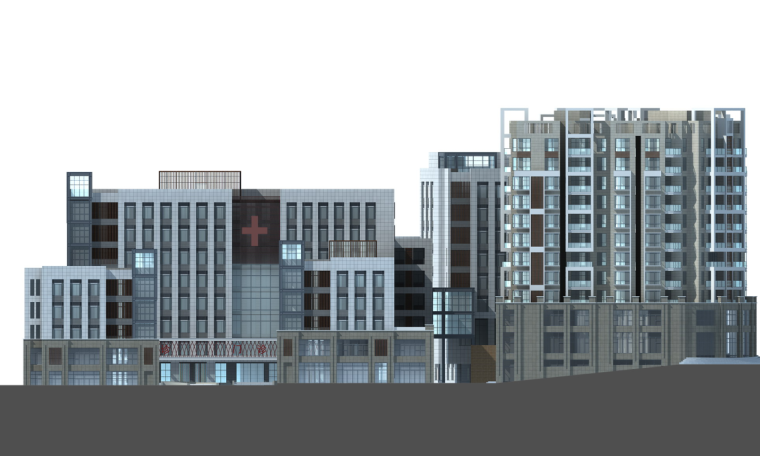 现代风格医院建筑设计资料下载-现代风格人民医院建筑设计（CAD+文本）.