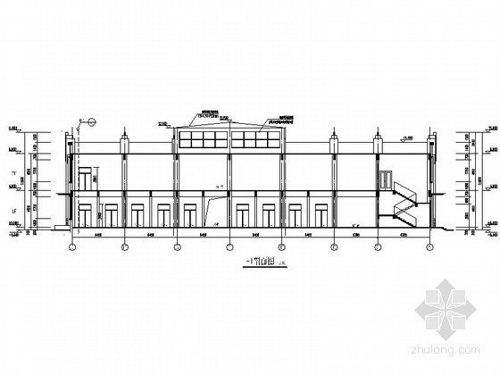 简欧风格两层菜市场及超市建筑施工图-简欧风格两层菜市场及超市建筑剖面图