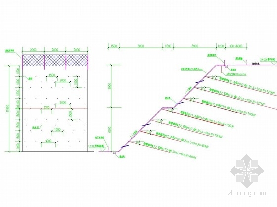 [广东]12米深基坑挂网喷锚支护施工图-挂网喷锚支护 