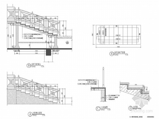 屋顶花园景观施工图（含11个CAD文件）-木平台做法详图 
