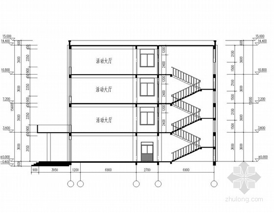 [学士]四层框架教学楼结构施工图(含建筑图)