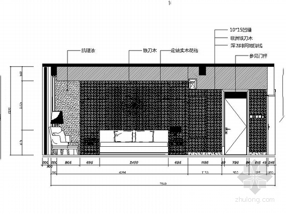 [贵州]高档现代风格度假酒店客房室内设计装修施工图（含效果）-[贵州]高档现代度假酒店客房施工图（含效果）单人间立面图