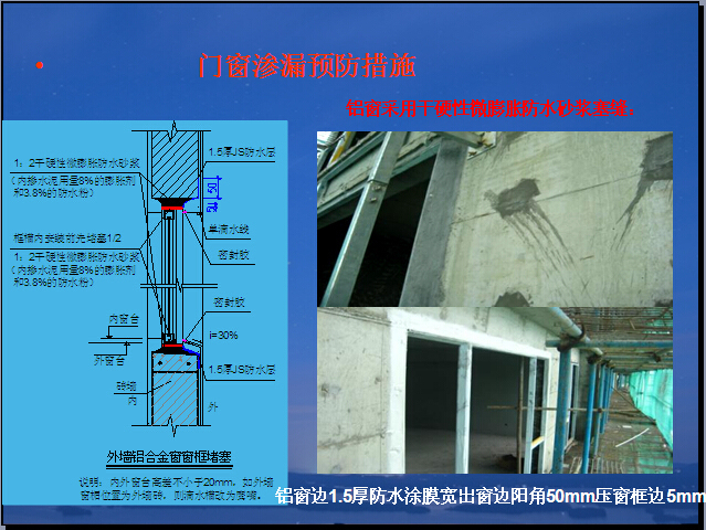 土建工程质量管理培训讲义（图文并茂）-门窗渗漏预防措施