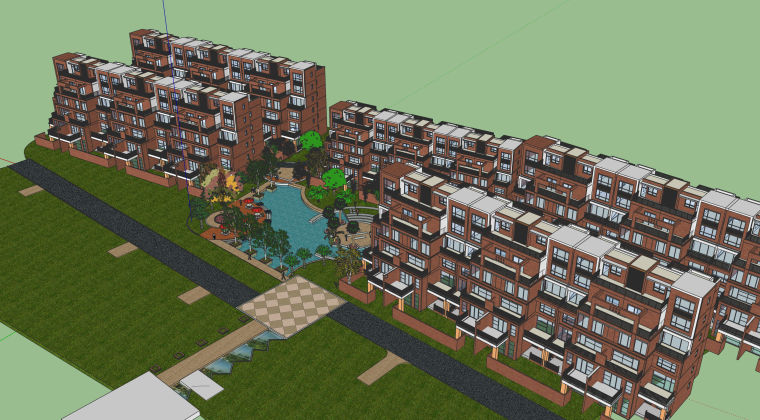 完整建筑设计文本资料下载-完整住宅景观建筑设计模型
