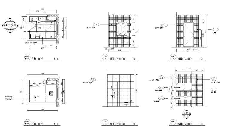 [江苏]某高档别墅现代风格装修施工图(含效果图)-平面图