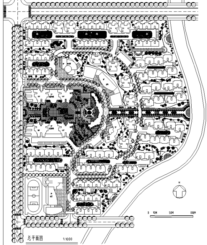 园林各类居住小区景观规划设计CAD平面图564套-某小区规划设计总平面图