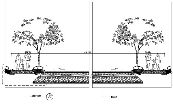 [浙江]城市中心主干道生态道路景观带改造设计全套施工图-城市生活大道断面图