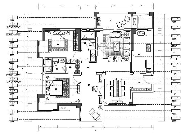 书房室内装饰施工图资料下载-[襄阳]欧式风格住宅室内设计施工图（含效果图）