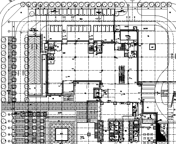 南通国贸商业建筑给排水系统施工图（CAD）-一层给排水布置图