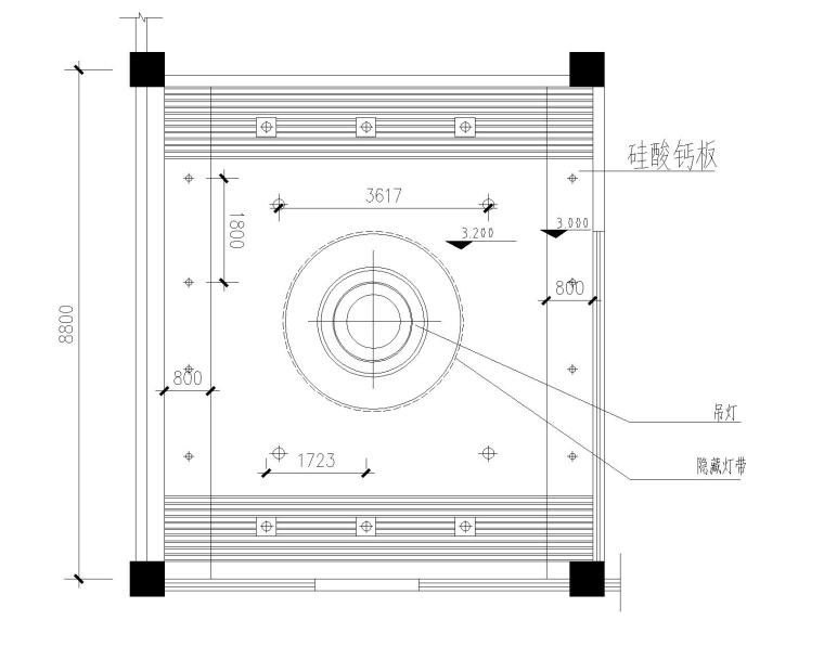 某办公室精装修装饰设计施工图纸（CAD）-5大厅吊顶布置图