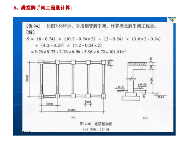 脚手架计算规则及计算实例-满堂脚手架计算示例