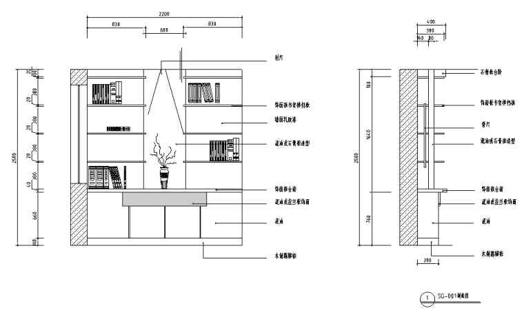 书柜cad详图资料下载-书柜小品