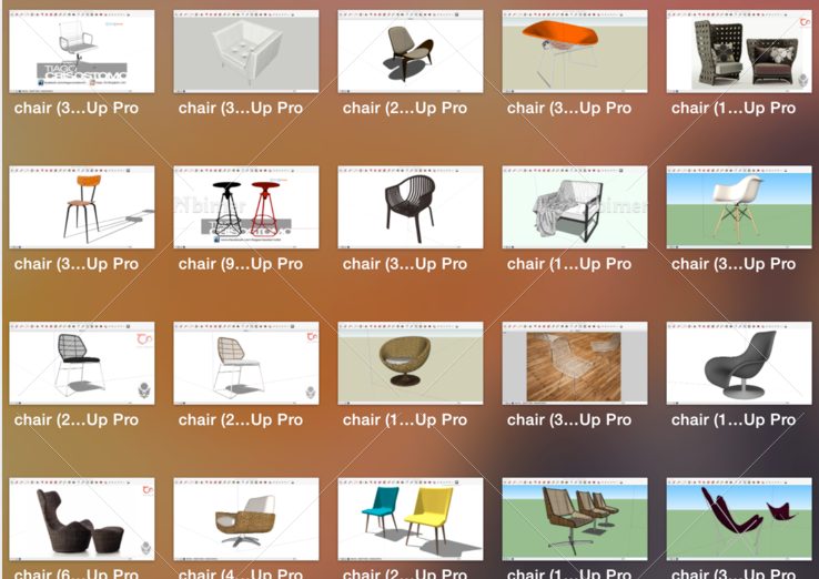 古代大椅子3d模型下载资料下载-一组常用椅子SketchUp模型
