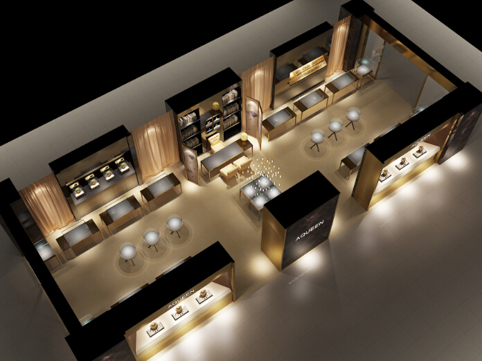 [成都]时尚珠宝展厅设计施工图（含效果图）-时尚珠宝展厅设计效果图