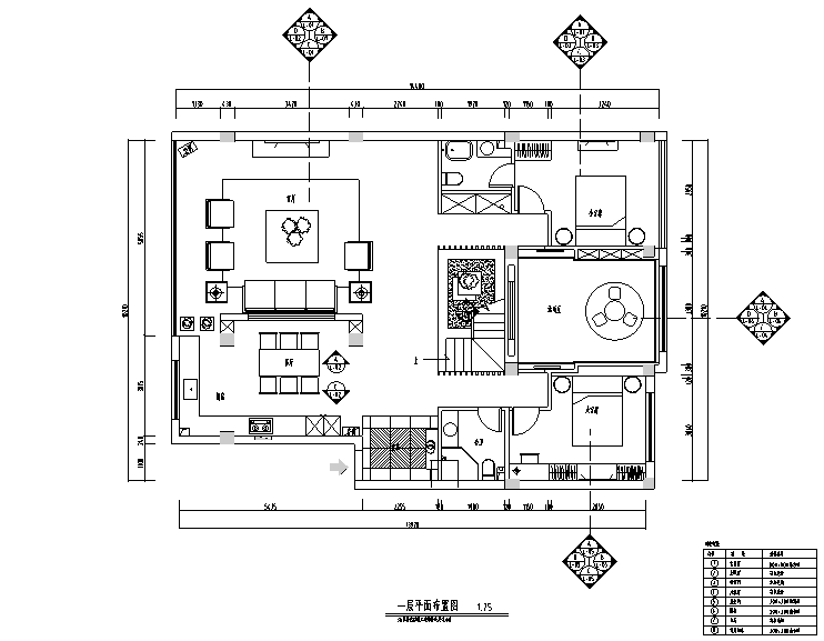 二层别墅设计图及带效果图资料下载-混搭风格二层别墅设计施工图（附效果图）