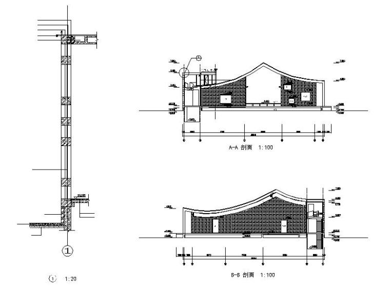 [南京]王澍三合宅建筑施工图-王澍 三合宅施工图-剖面一