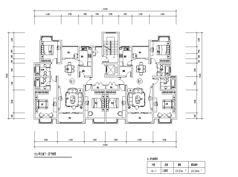 山东潍坊小区规划全套方案设计(含施工图，效果图及SU)-Bb单元地下一层平面图