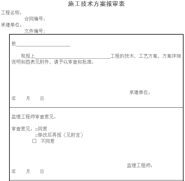 上海施工方案报审表资料下载-施工技术方案报审表