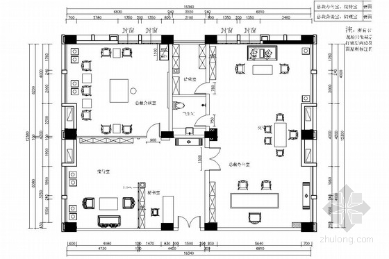 总裁办公室平面图资料下载-[湖南]大型建设集团总部总裁办公室装修图