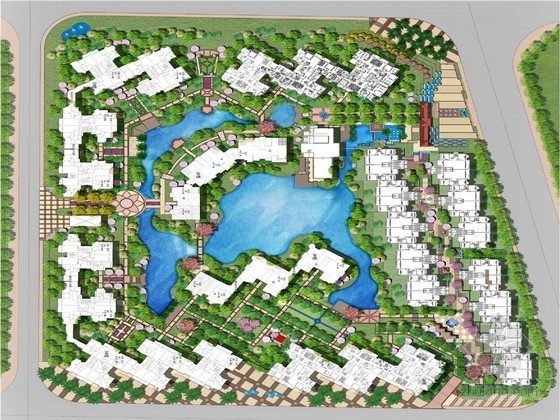 小区中庭水景资料下载-[四川]托斯卡纳风格别墅区中庭水景公园景观设计方案