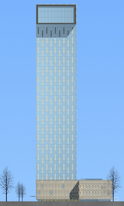 230米玻璃幕墙办公大厦单体建筑立面图