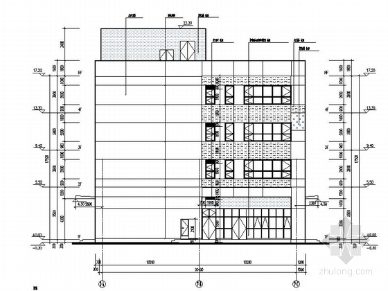 [湖北]物流港多层办公楼建筑施工图-多层不上人屋面办公楼建筑立面图