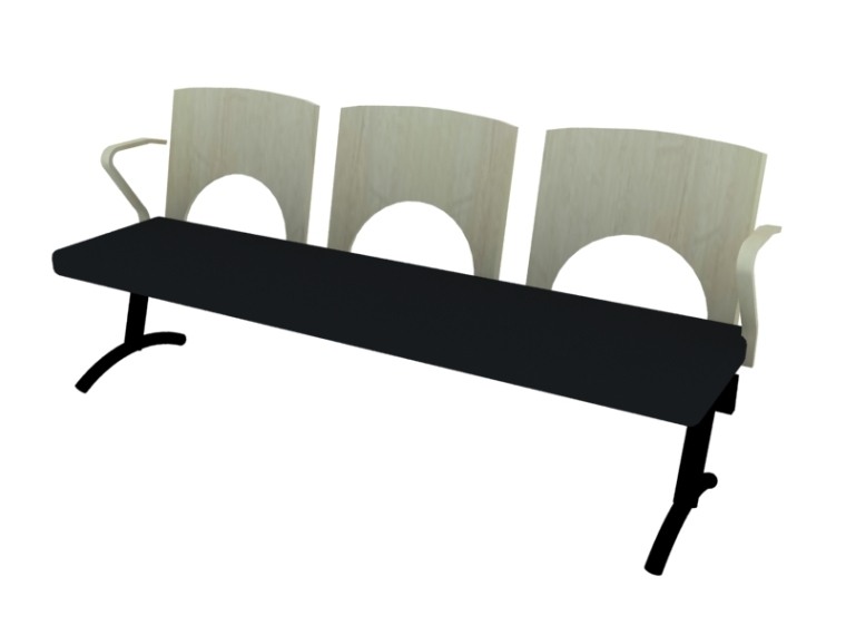 3d室内休闲座椅模型资料下载-木制公共座椅3D模型下载