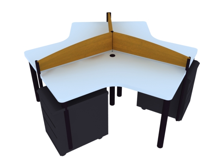 办公桌CAD详图资料下载-简单组合办公桌3D模型下载