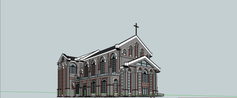 瓜达卢佩大教堂建筑模型资料下载-民国时期，西式教堂SU模型