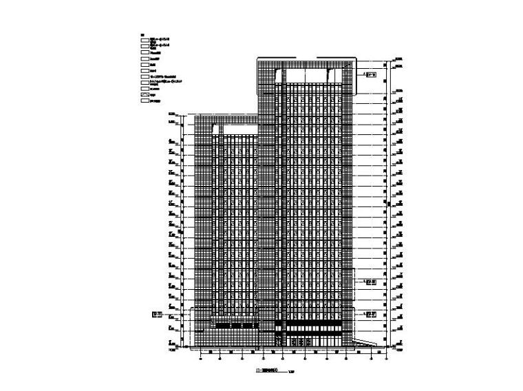 [浙江]超高层塔式连廊办公楼建筑施工图-超高层塔式连廊办公楼建筑立面图