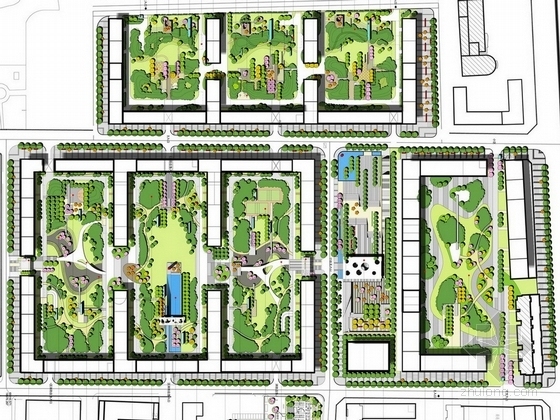 住宅景观概念设计方案资料下载-[太原]简约大气住宅区景观规划概念设计方案