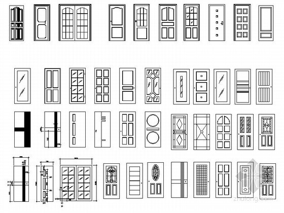家装各式门立面CAD图块下载 