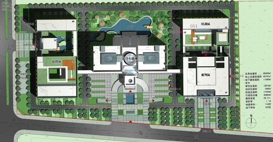 [吉林]新古典风格高级人民法院综合楼建筑设计方案文本-新古典风格高级人民法院总平面图