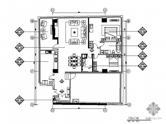 小户型公寓标准层资料下载-[北京]知名公寓三居室标准层样板房装修图