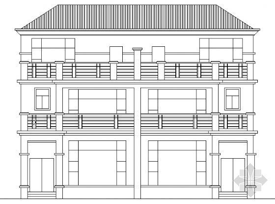 独栋型别墅cad资料下载-某三层F型别墅建筑方案图