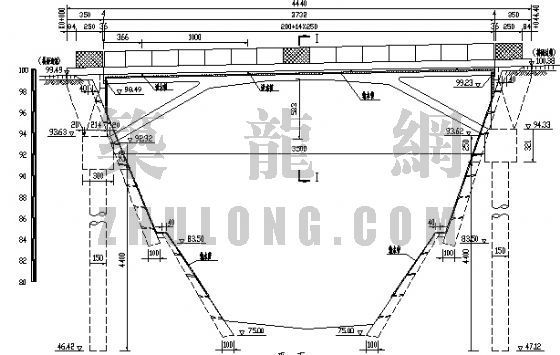 混凝土护栏设计图纸资料下载-1-35m钢筋混凝土刚架拱桥成套cad设计图纸