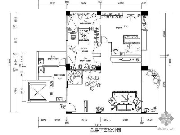 豪华户型施工图资料下载-豪华复式装修施工图