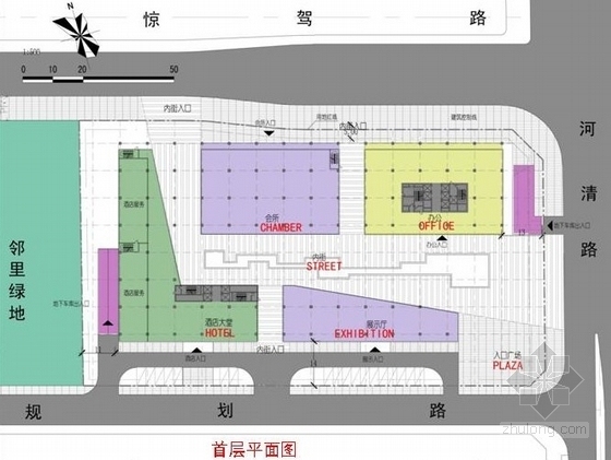 [浙江]高层现代风格办公综合体建筑设计方案文本（含ppt）-办公综合体平面图