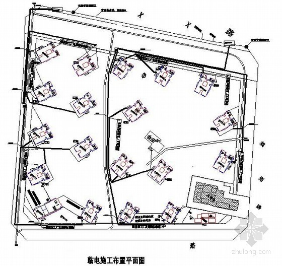 住宅临电平面图资料下载-[云南]住宅小区工程临水、临电施工现场平面布置图