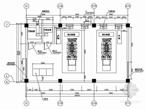 发电机环保机房设计资料下载-某两台1600KW发电机环保安装工程机房布置图