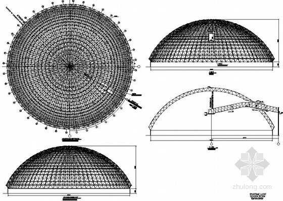 煤棚钢网架施工资料下载-120米直径球壳煤棚网架结构施工图