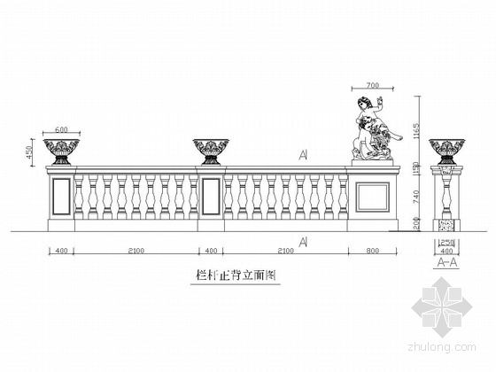 道路工程多样式石栏杆设计图（34张）-栏杆样式一 