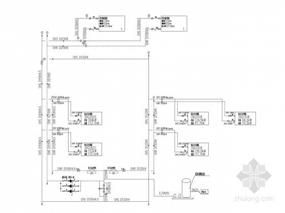 [安徽]规划设计场馆建筑空调通风系统设计施工图-空调水系统流程图 